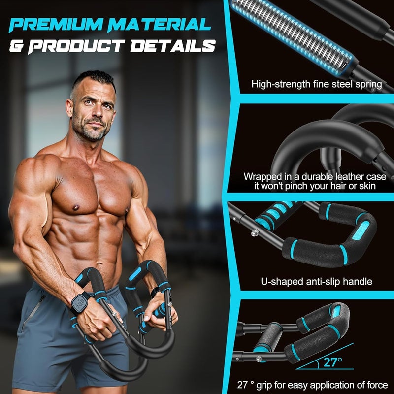 Vanlgs Twister Arm Trainer for Men, Chest Workout Equipment 5-Level Adjustable (40-130lb) with Ergonomic 27° Targets Biceps/Clip/Thigh, Portable Exerciser for Home Gym Travel Fitness - Image 4